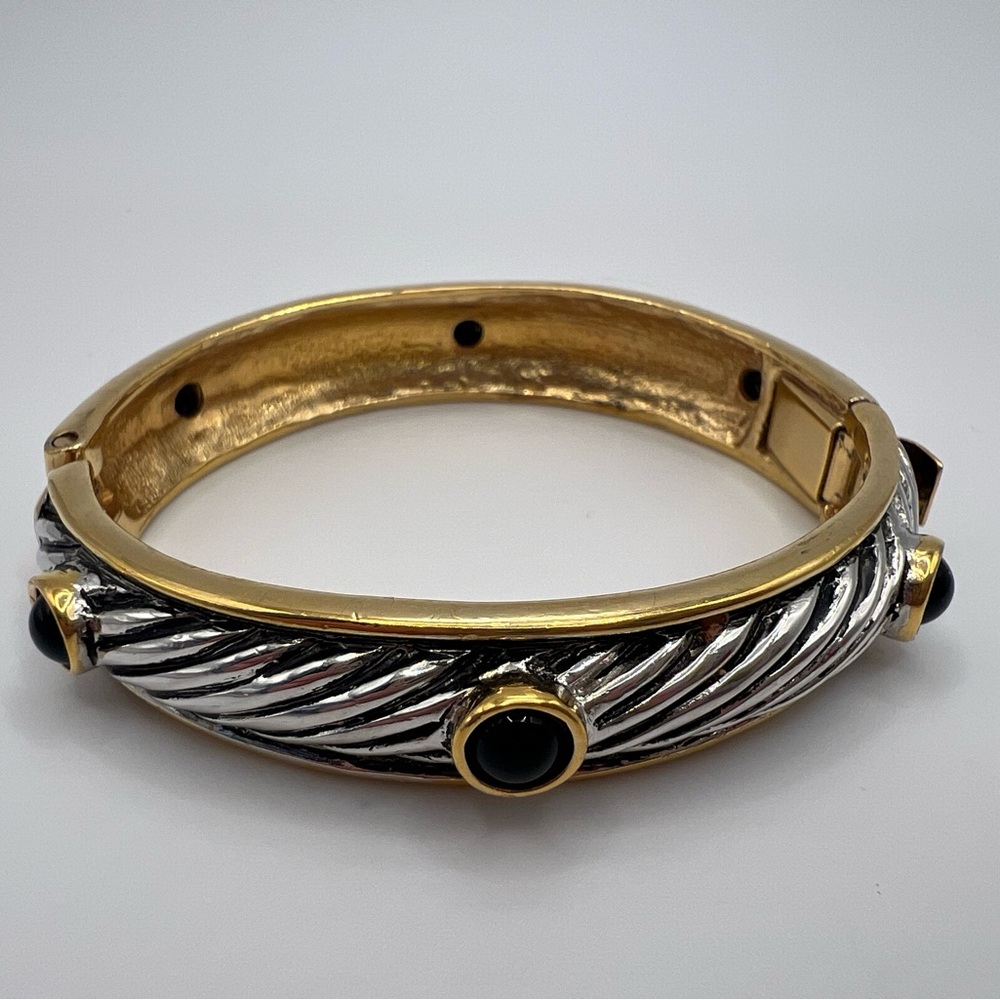 Gold & Silver Tone Bangle Bracelet with Hinge